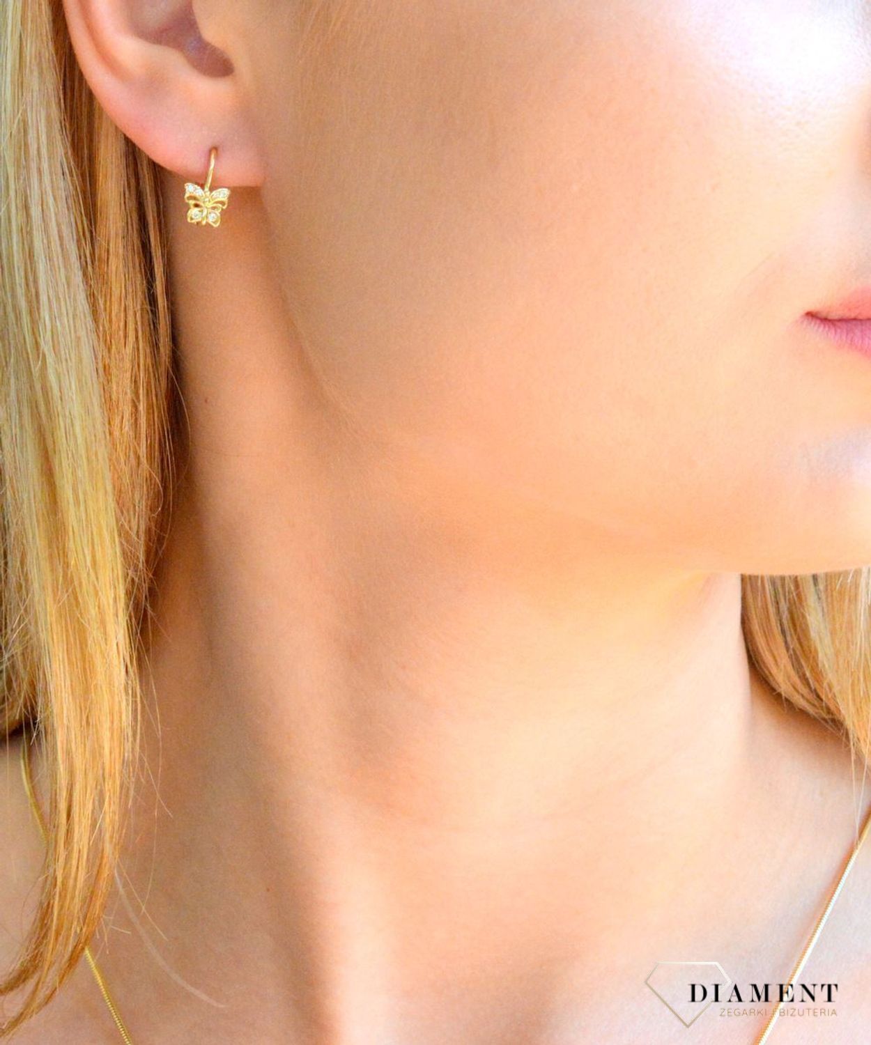 Złote kolczyki 585 Motylki KL 8567.jpg